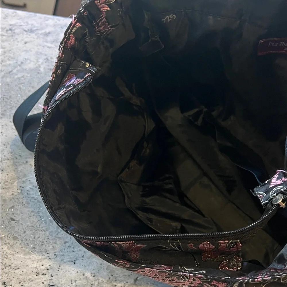 Floral Black and Pink Women's Bag - Picture 3 of 8